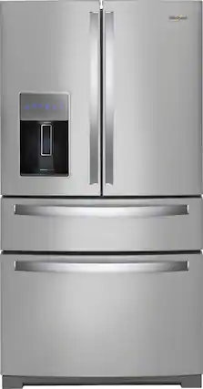 Front. Whirlpool - 26.2 Cu. Ft. 4-Door French Door Refrigerator - Stainless Steel.