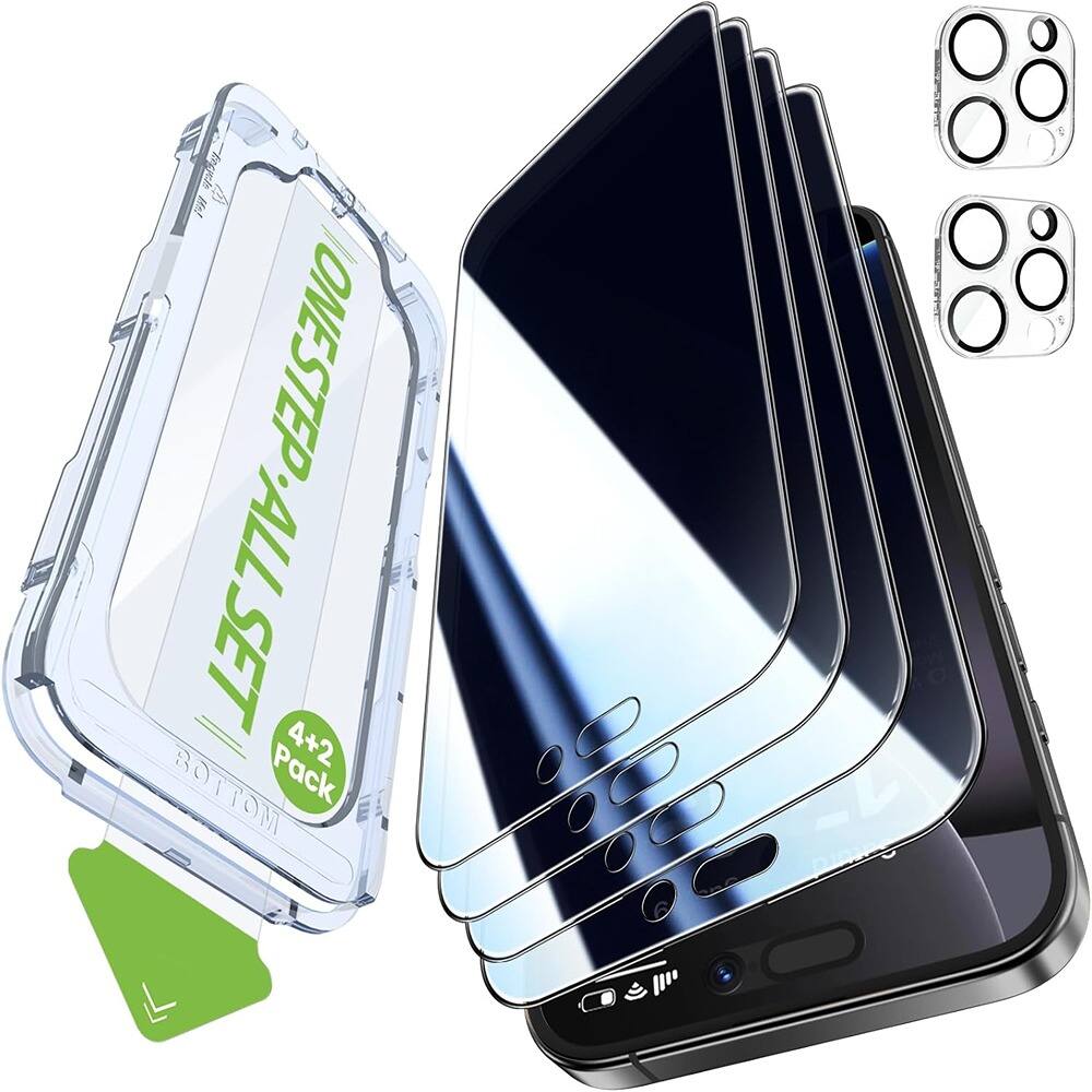 PARKER SLATER - 4+2 Pack for iPhone 16 Pro Max Privacy Screen Protector with Camera - 25° Privacy iPhone 16 Pro Max[6.9"]