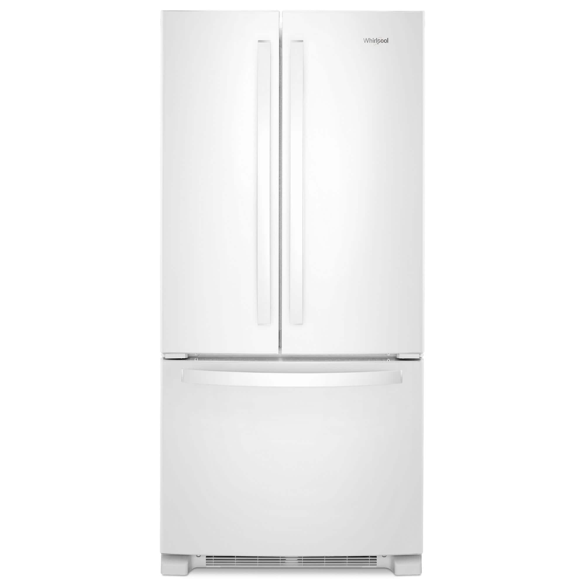 Front. Whirlpool - 22 cu. ft. French Door Refrigerator with Humidity-Controlled Crispers - White.