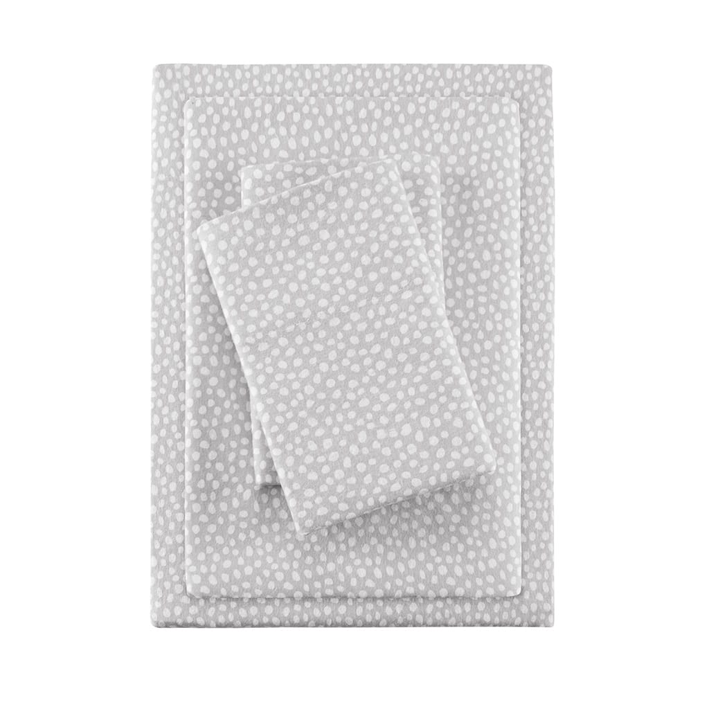 Gracie Mills - Persephone Cotton Flannel Sheet Set - Grey Dots