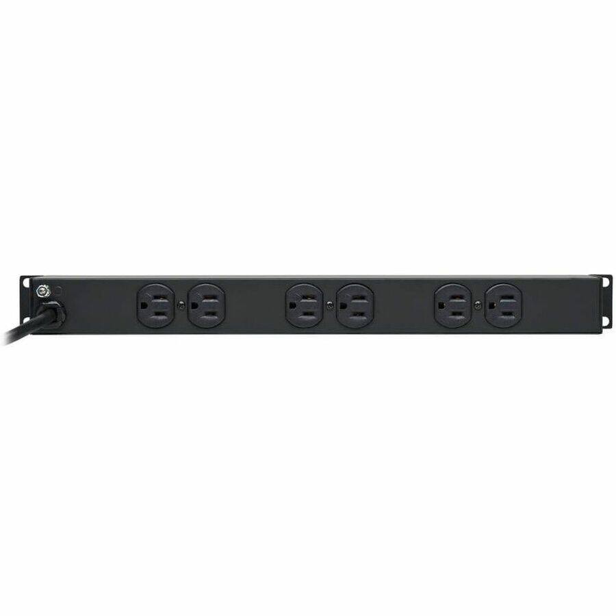 Alt View 3. Tripp Lite - Eaton Tripp Lite Series 1U Rack-Mount Power Strip, 120V, 15A, 5-15P, 12 Outlets (6 Front-Facing, 6-Rear-Facing), 15 ft. - Black.