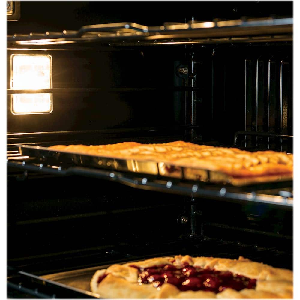 Alt View 15. GE - Profile 30" Built-In Single Electric Convection Wall Oven - Black Stainless Steel.