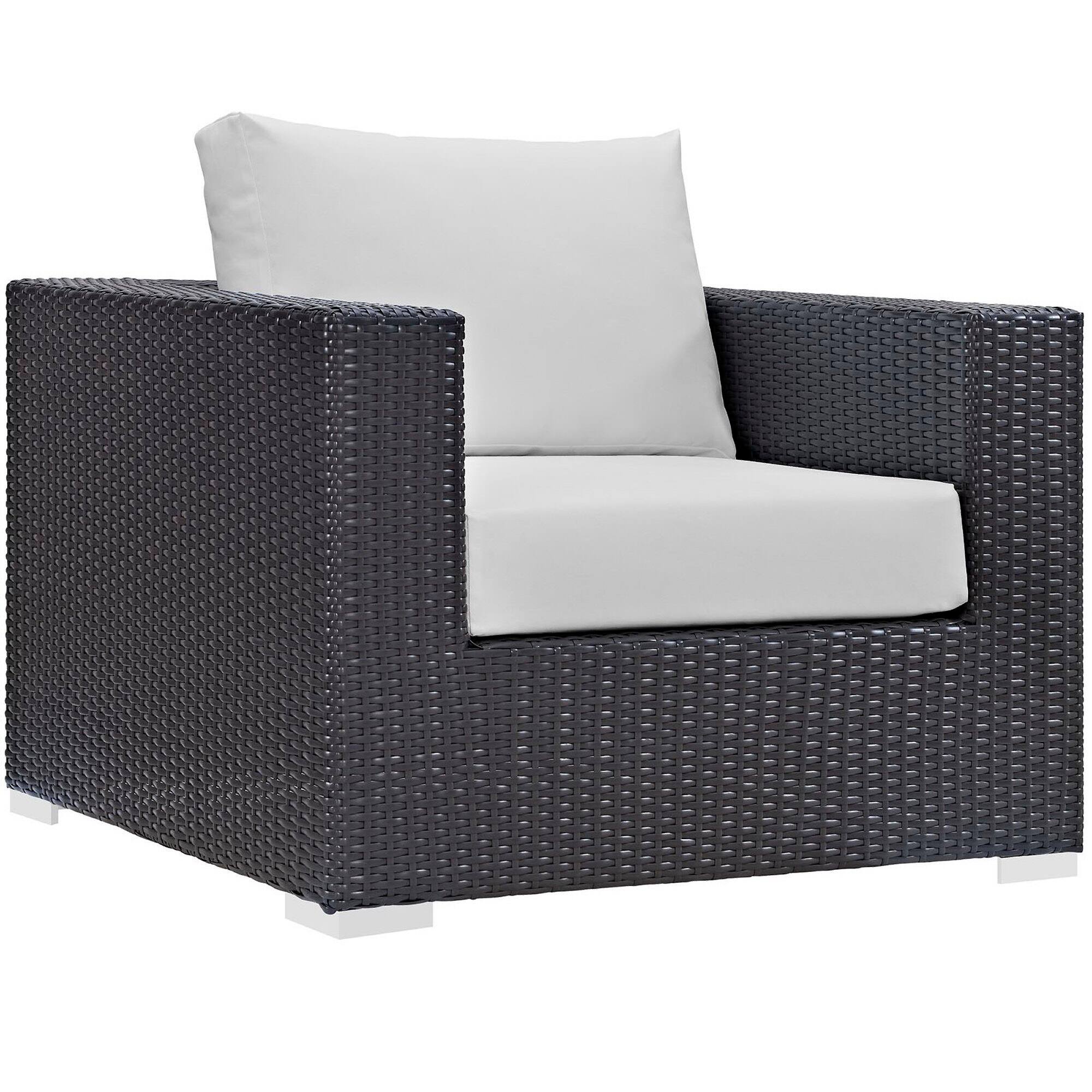 Back. Modway - Convene 5-Piece Outdoor Patio Sectional Set with Cushioned Seats and Armrests - Espresso White.