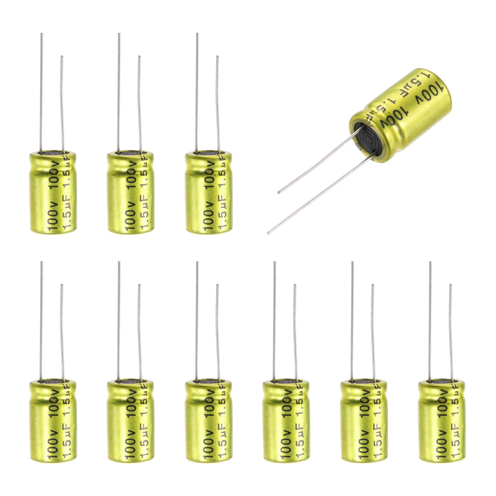 Unique Bargains - 1.5uF 100V Non-Polarized Electrolytic Capacitor, 10x17mm Aluminum Audio Cap, for DIY Tweeter, 10pcs - Gold price history on PriceWatchPro