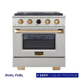 30 in. 4.2 cu. ft. Dual Fuel Range, 4 Burners, LP, Stainless Steel, Kucht Horus Thermostat - Stainless Steel