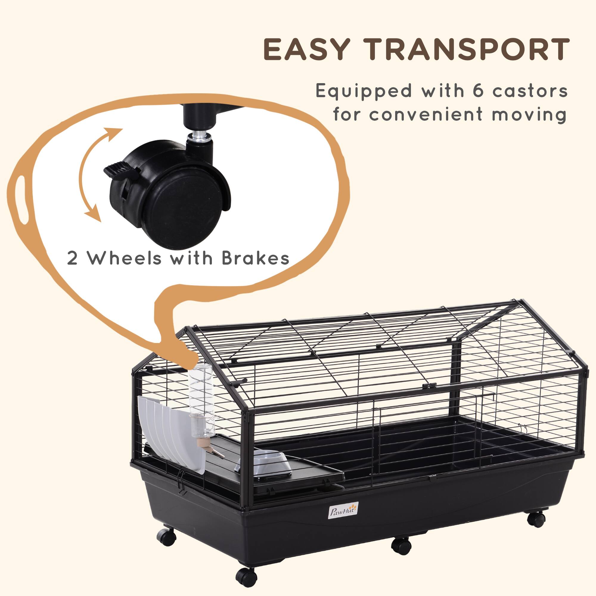 EASY TRANSPORT  
Equipped with 6 castors for convenient moving  

2 Wheels with Brakes