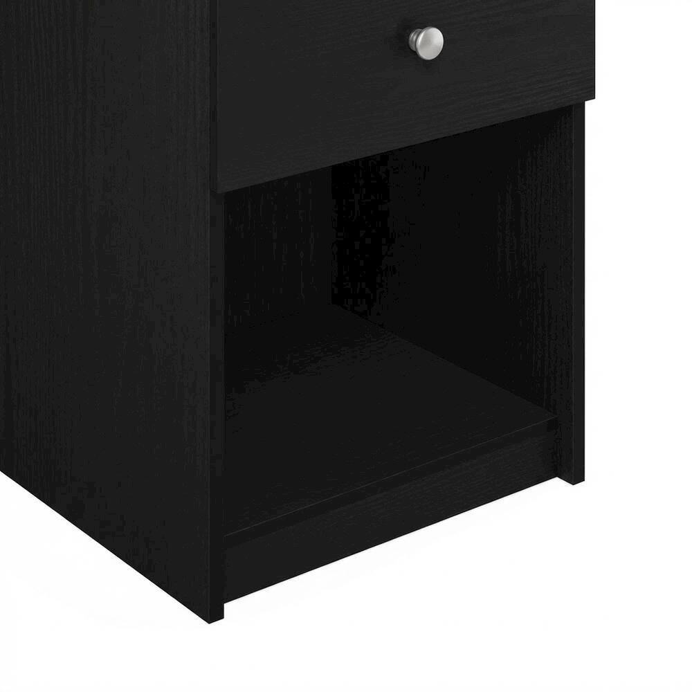 Alt View 2. FurniFact - Black wood nightstand with one drawer and modern design - Black Oak.