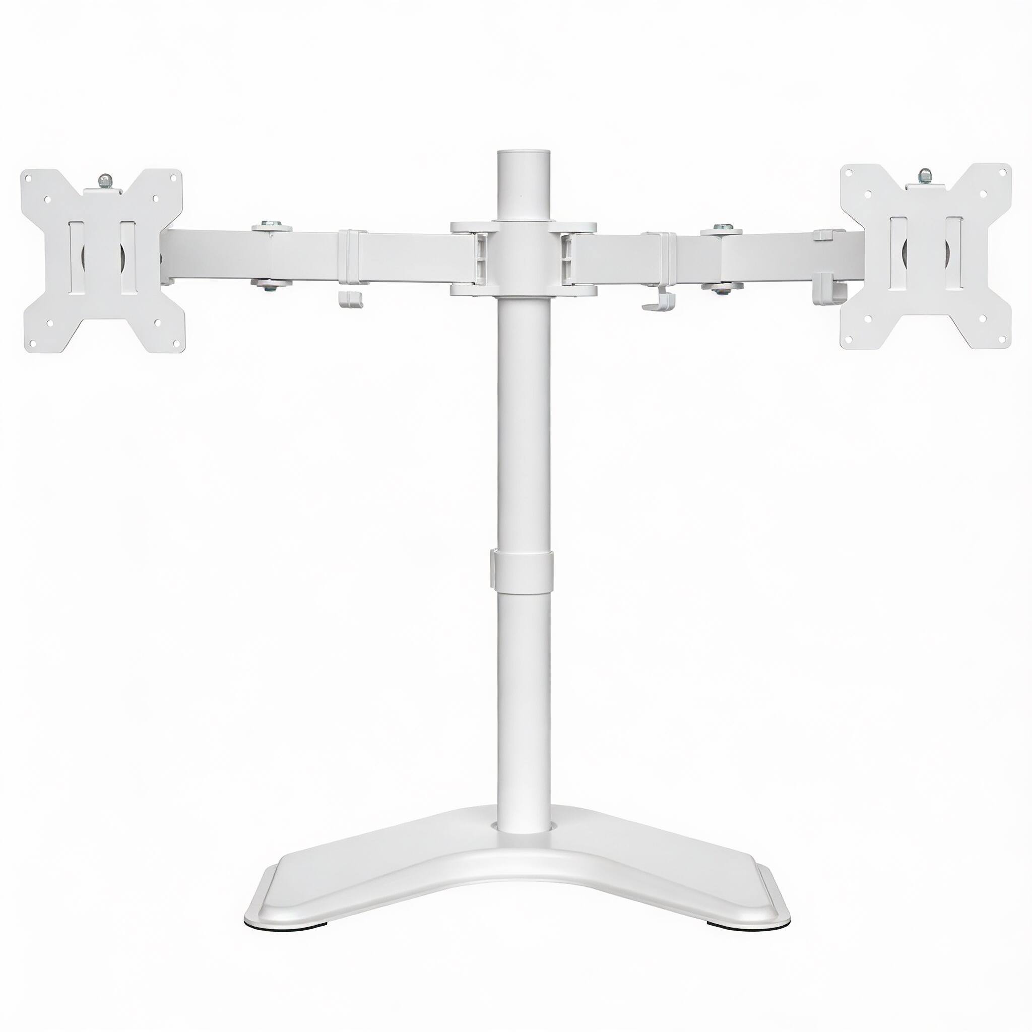 Front. Frangdom - Dual Monitor Stand Heavy-Duty Freestanding - White M-13" - 27" screens.