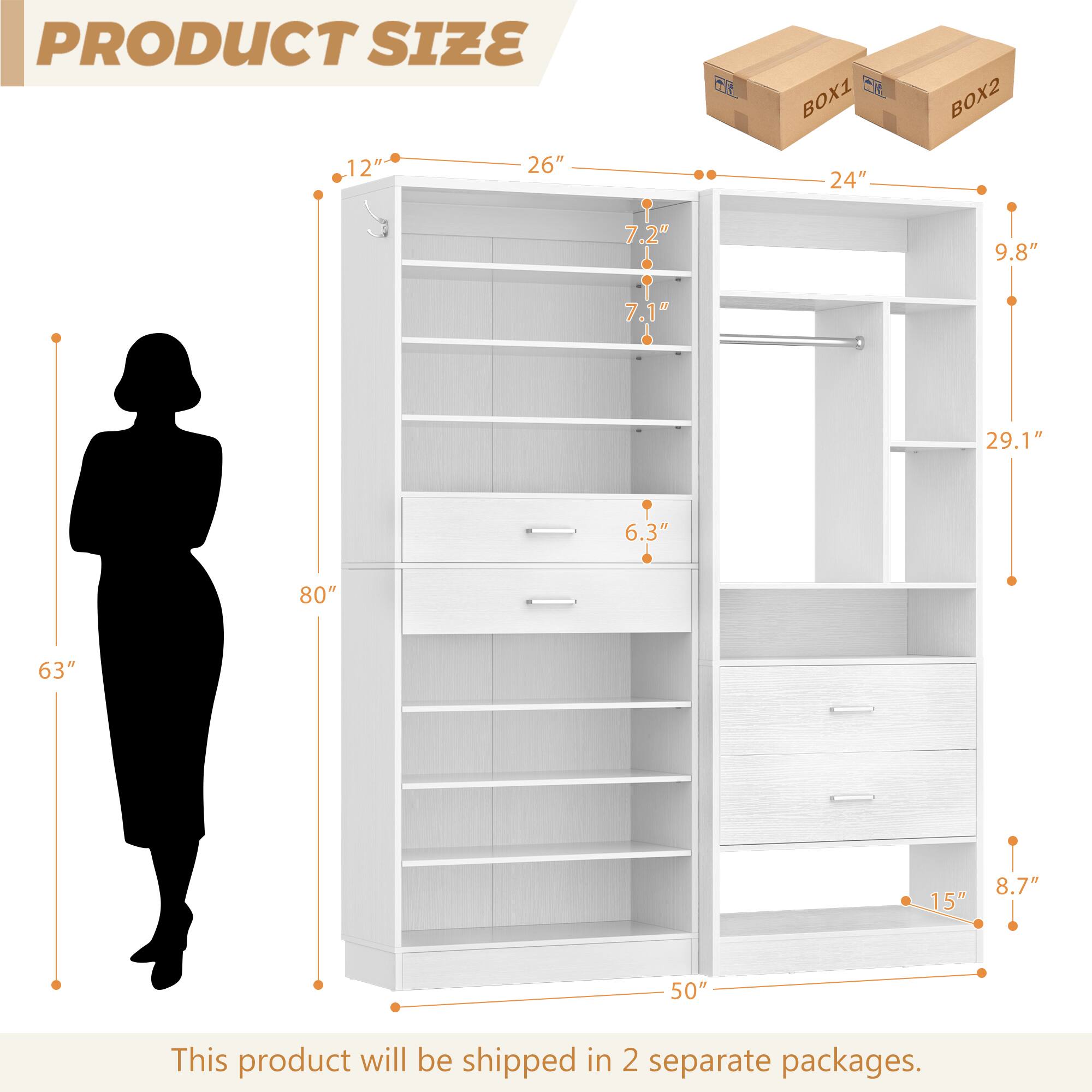 PRODUCT SIZE 12" 26"

BOX1 ML 24"
BOX2
7.2"
9.8"
7.1"
29.1"
6.3"
80"
63"
15"
8.7"
50"

This product will be shipped in 2 separate packages.
