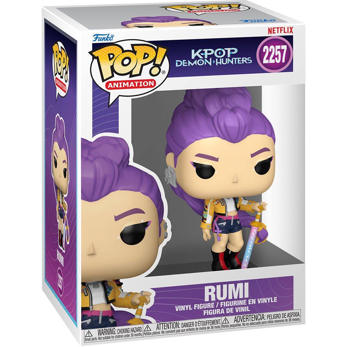 OPpY RLO NETFLIX Funko KPOP 2257 1 POP! DEMON HUNTERS BONITIEN ANIMATION E RUMI EN VINYLE FIGURE / FIGURINE VINYL DE VINIL FIGURA DE DEASFIXIA ADVERTENCIA: PELIGRO meses A menores de 36 TOUFFEMENT adecuado para ninot ATTENTION: DANGER D Partes pequeias & i noins de 36 mos HAZARD X entants de WARNING: CHOKING Petftes pices e convient gas chidren under 36 months Not subabe io Smal parts
