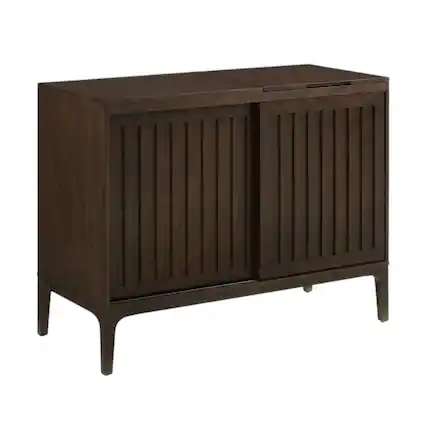 Front. Crosley Furniture - Asher Large Record Player Cabinet With Vinyl Storage - Dark Brown.