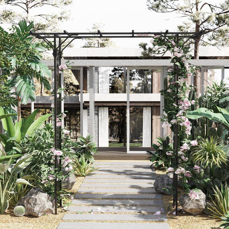 Alt View 2. PULUZ - 82'' Decorative Metal Garden Trellis Arch with Durable Steel Tubing & Elegant Scrollwork, Perfect for Weddings.