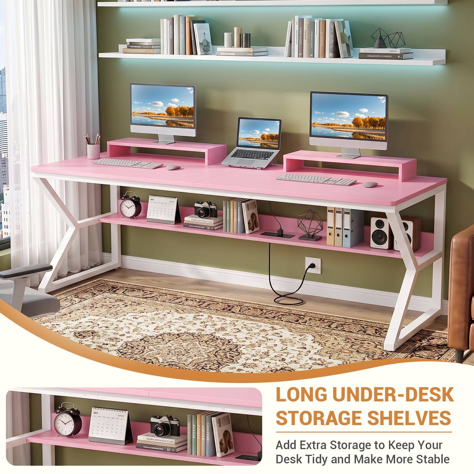 LONG UNDER-DESK STORAGE SHELVES

Add Extra Storage to Keep Your Desk Tidy and Make More Stable