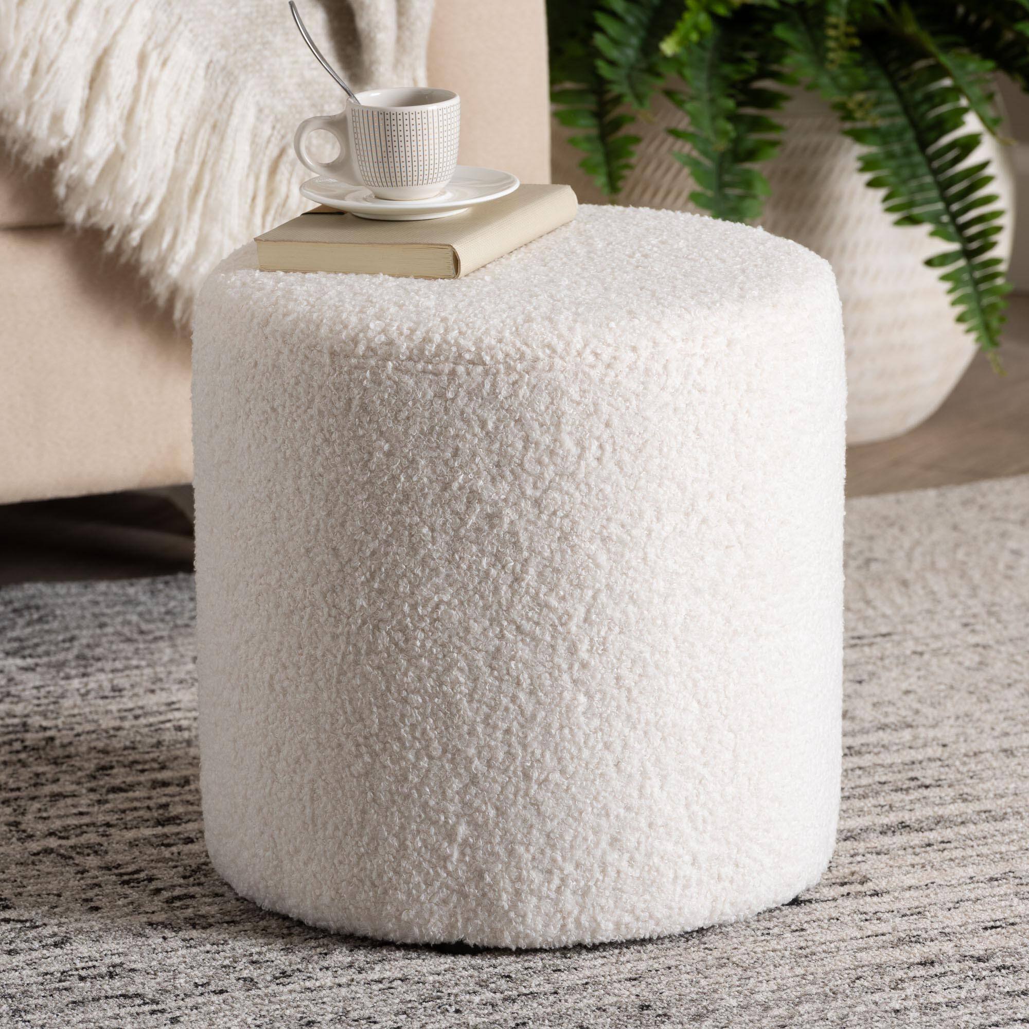 Alt View 1. Baxton Studio - Tori Modern and Contemporary Boucle Upholstered Ottoman - Ivory.