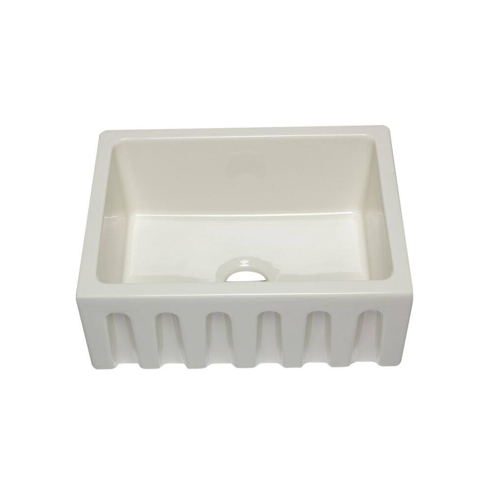Alt View 5. Alfi - ALFI brand 24 inch Biscuit Reversible Smooth / Fluted Single Bowl Fireclay Farm Sink - Beige.