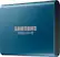 Left. Samsung - T5 500GB External USB Type C Portable Solid State Drive - Alluring blue.