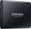 Angle. Samsung - T5 1TB External USB Type C Portable SSD - Deep black.
