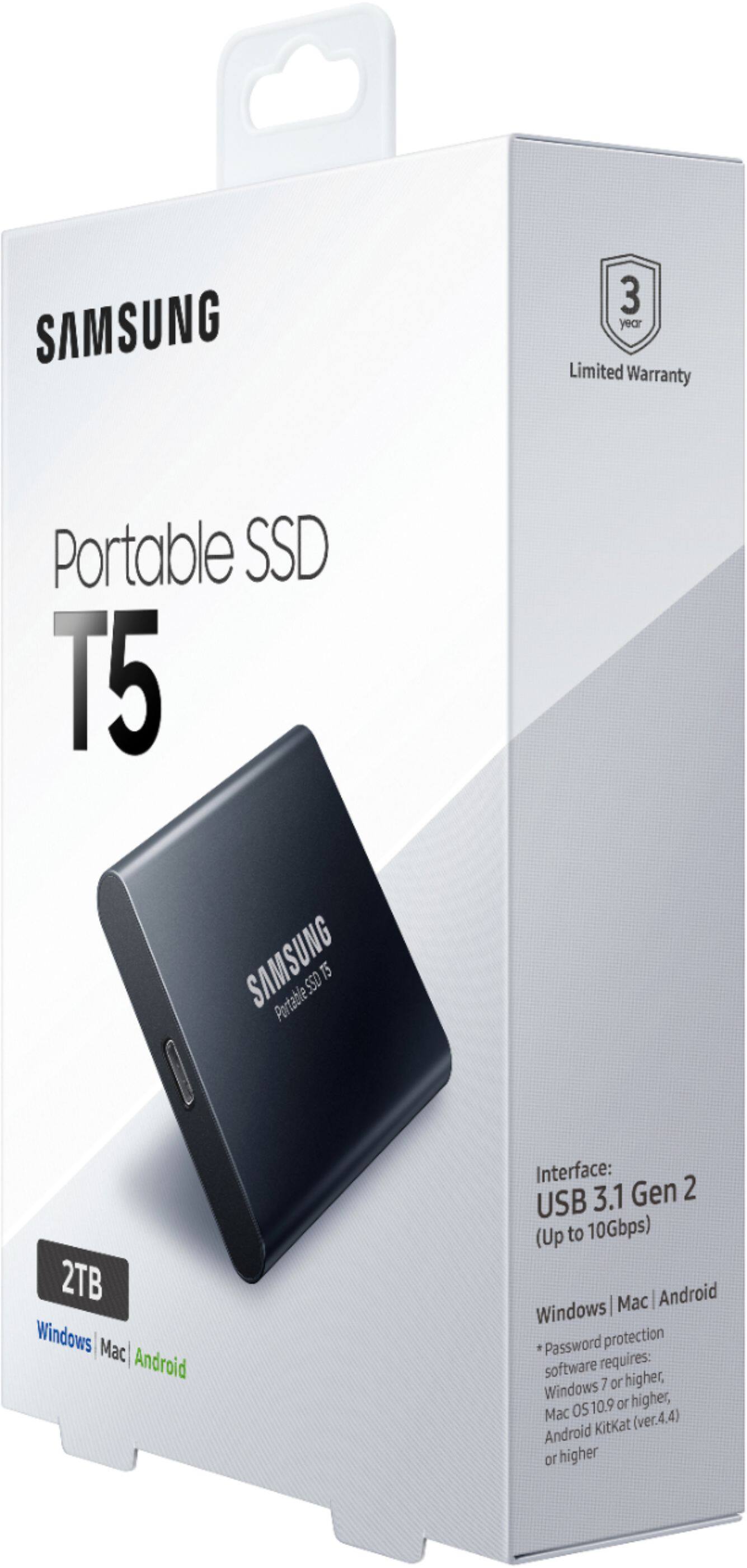 foretage indsprøjte Alvorlig Best Buy: Samsung T5 1TB External USB Type C Portable SSD Deep black  MU-PA1T0B