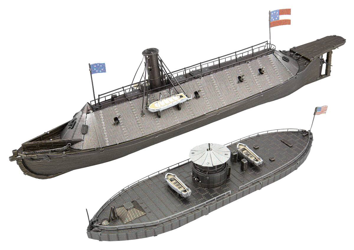 Angle. Metal Earth - Model Kit USS Monitor and USS Merrimack Ironclad Warships Battle of the Ironclads (Challenging Difficulty) Steel Model - Brown.