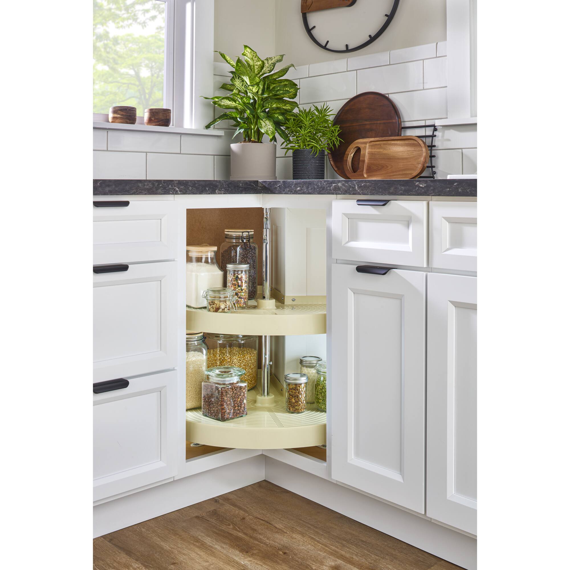 Alt View 1. Rev-A-Shelf - Rev-A-Shelf 24'' Lazy Susan Pie-Cut Polymer Two-Shelf, Almond, LD-2942-24-15-1 - Almond.