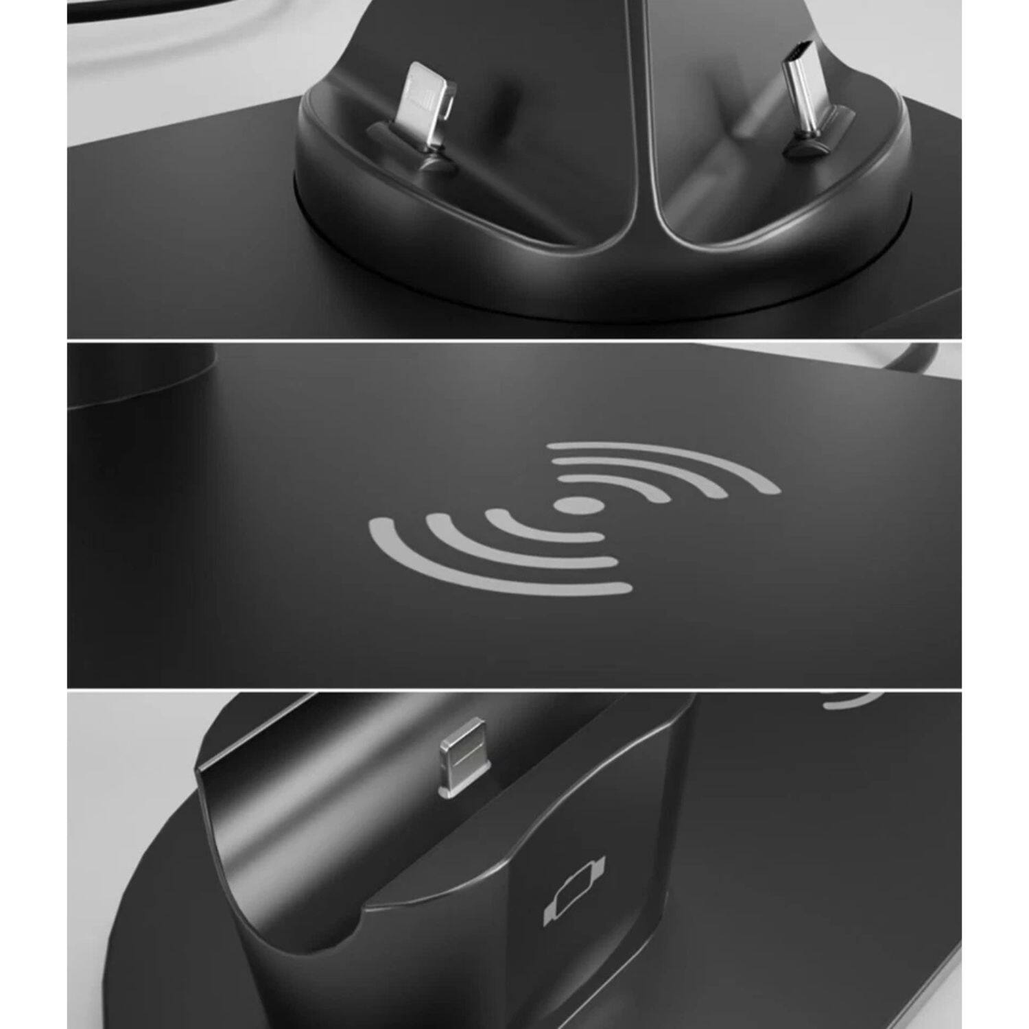 Angle. Stock Preferred - 6-in-1 Wireless Charging Dock Station – Fast Charger for iPhone 14/13/12, Apple Watch & AirPods - Black.