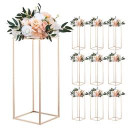 VEVOR - Wedding Flower Stand, 10PCS 23.62-inch Column Flower Stand, Floral Stands with Acrylic Laminate, Gold Rectangular Floral - French Gold