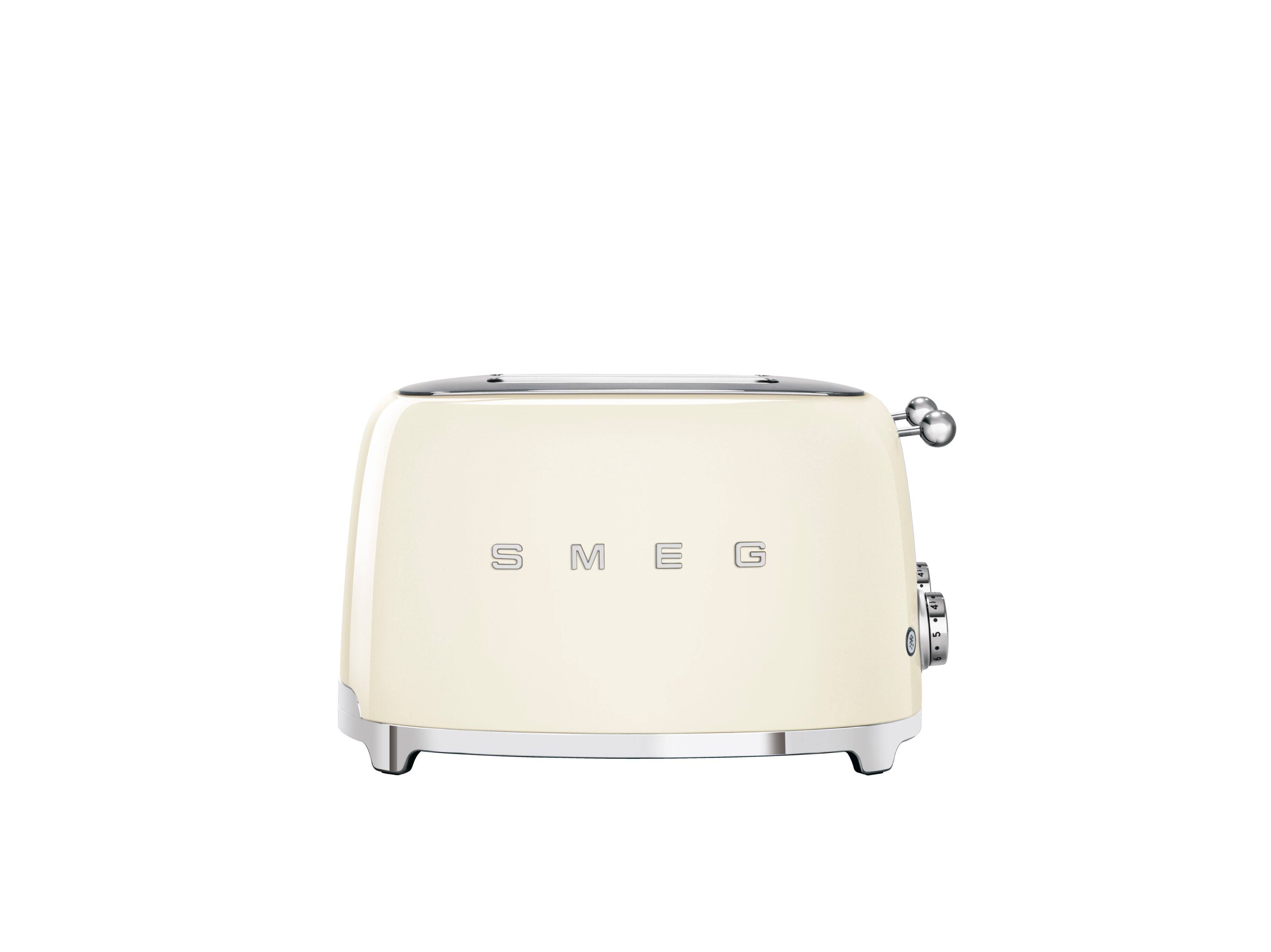 Left. SMEG - SMEG TSF03 4-Slice Wide-Slot Toaster - Cream.