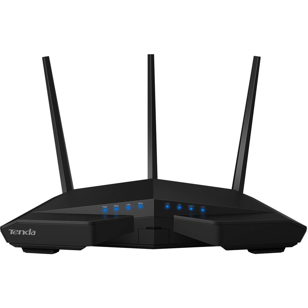 Tenda - Wireless-AC1900 Dual-Band Wi-Fi Router - Black - Larger Front