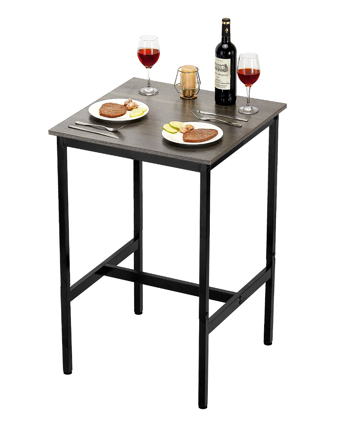 VEVOR - Bar Table,Sturdy Metal Frame High Top Pub Table,Small Kitchen Dining,Cocktail Coffee Counter Bar Height Desk,24x24x36 in - Wood, black