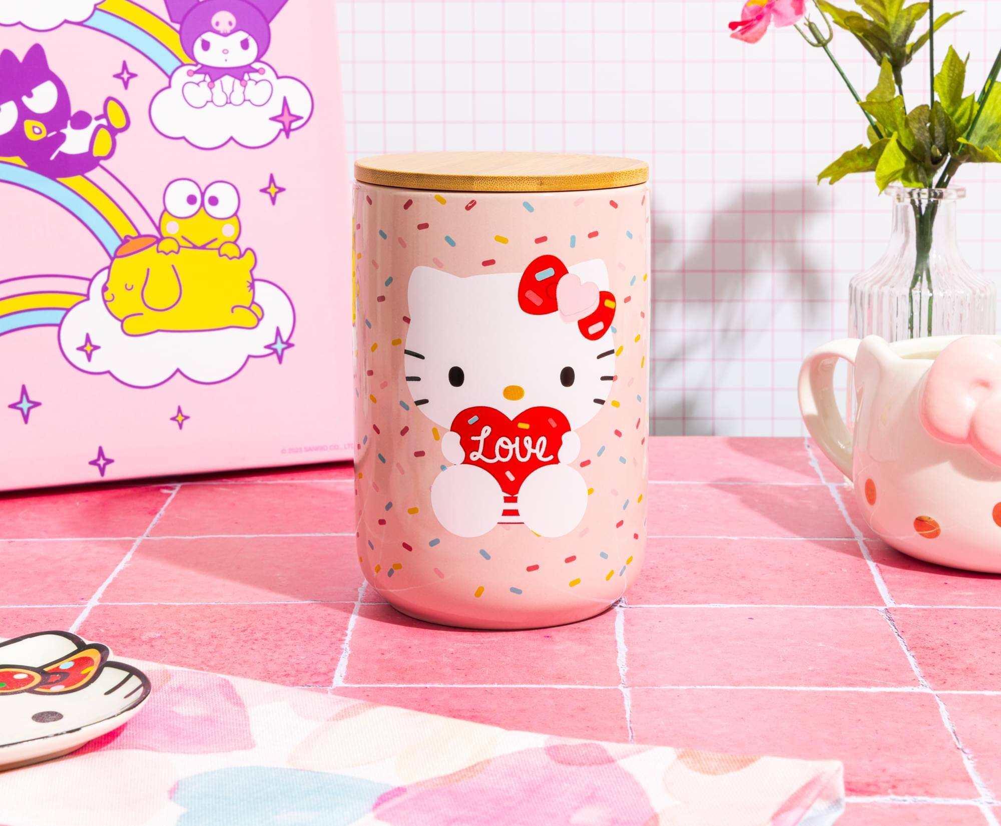 Silver Buffalo Sanrio Hello Kitty Love Heart 6.5 Inch Ceramic Snack Jar ...