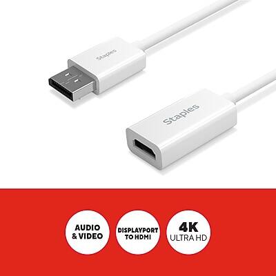 Staples AUDIO DISPLAYPORT 4K & VIDEO TO HDMI ULTRA HD

- AUDIO & VIDEO
- DISPLAYPORT TO HDMI
- 4K ULTRA HD