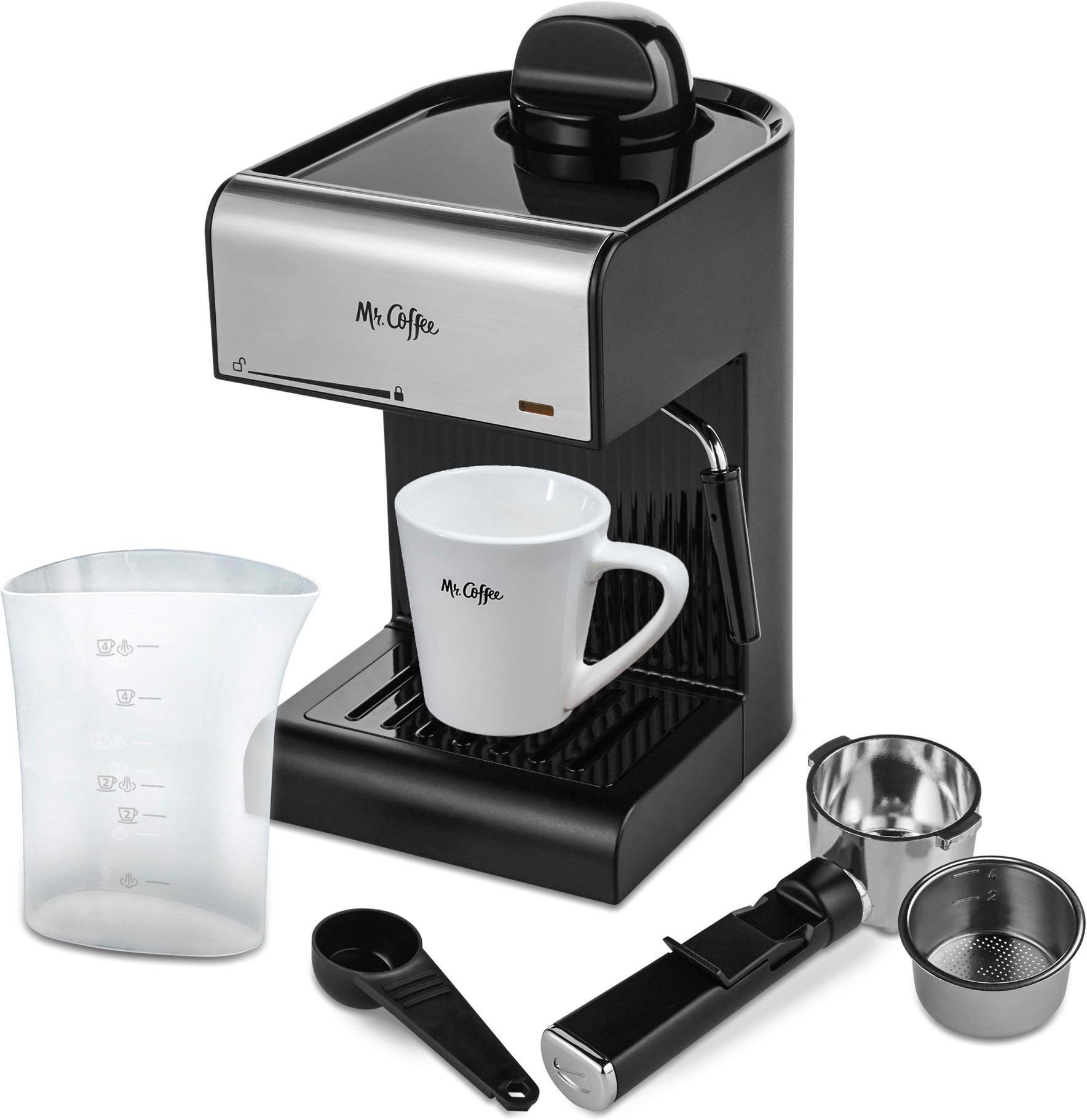 Left. Mr. Coffee - Steam Espresso Maker/Coffee Maker/Milk Frother - Black.