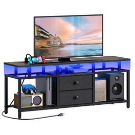 Hirose Alice - Tv Stand With Led Light And Power Outlets Entertainment Center Fabric Drawers Open Shelves Cabinet For Tvs Up - Default