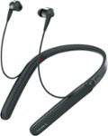 Front. Sony - 1000X Premium Wireless Noise Cancelling Behind-the-Neck Headphones - Black.