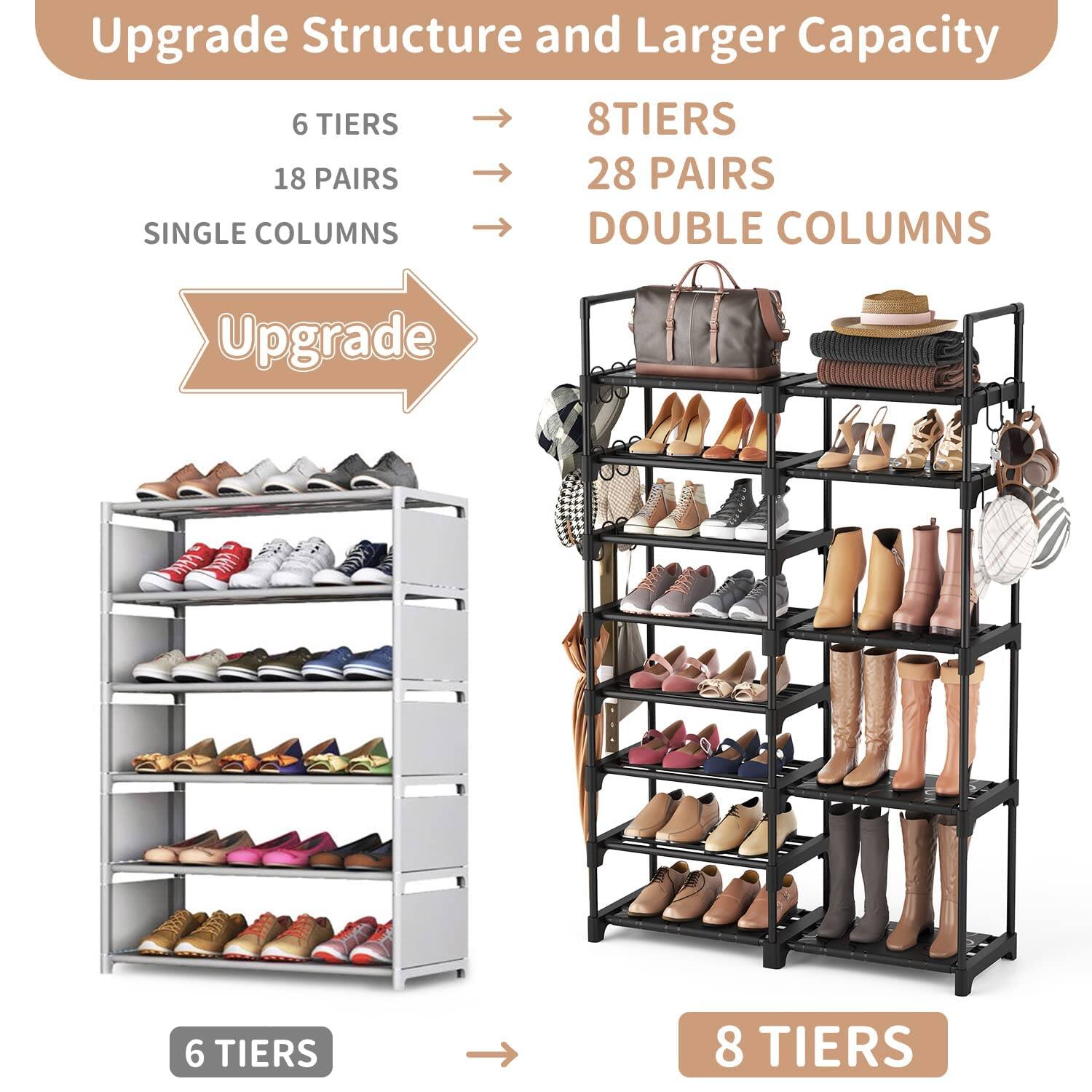 Upgrade Structure and Larger Capacity

6 TIERS  
18 PAIRS  
SINGLE COLUMNS  

Upgrade  

8 TIERS  
28 PAIRS  
DOUBLE COLUMNS