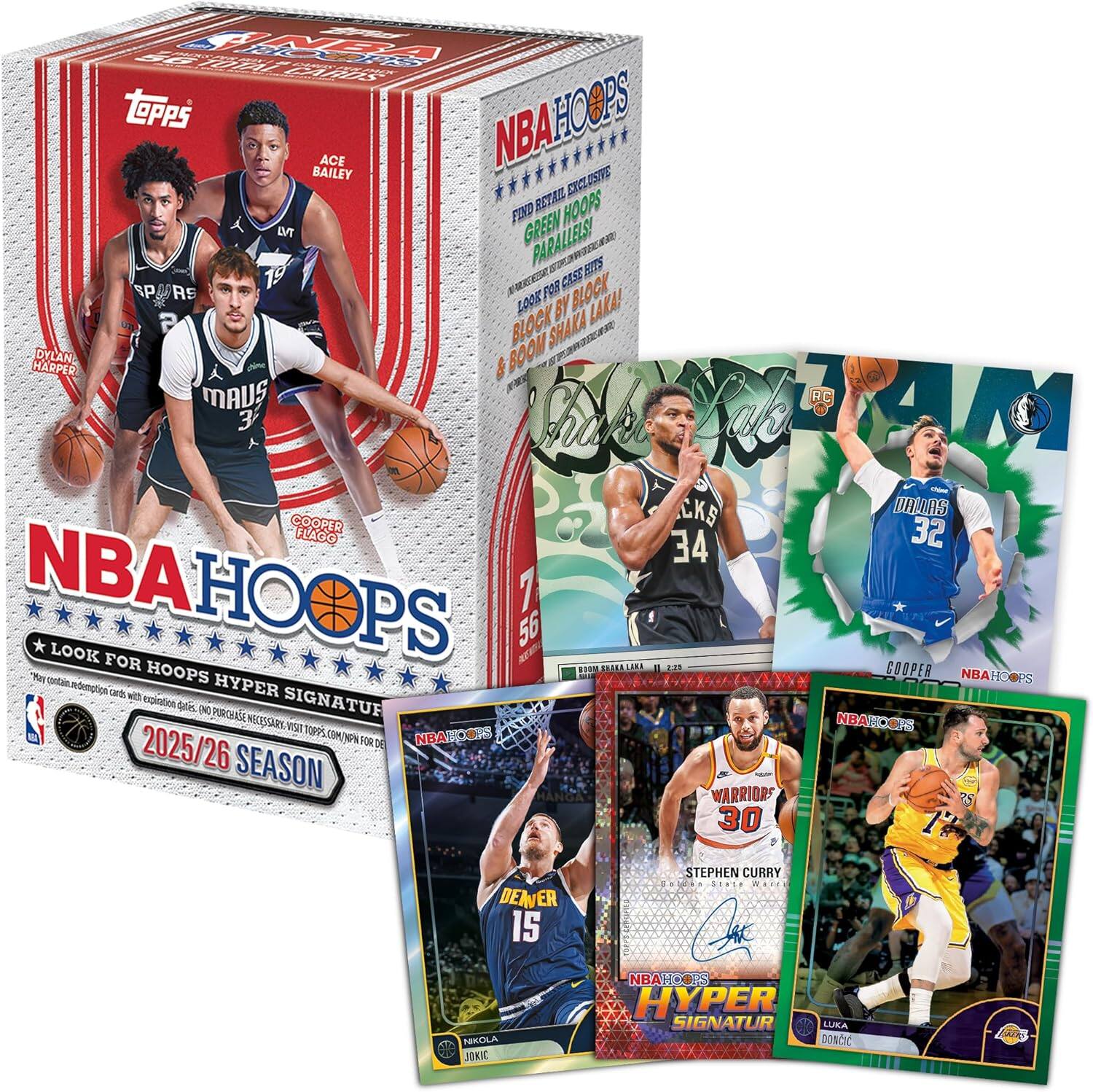 NBA HOOPS

ACE BAILEY

GREEN PARALLELS! FITS 19

POB CASS BLOCK PORS A LO0K BY LAKA! BLOCK SHAKA CERSEN HARPER DYLAN & BOOM

MADS Grakel RC AM 3 Ke CKS URINS COOPER 32 FLAGG 34 NBAHOOPS 7 LOOK PS 56 AFaN FOR HOOPS

DAAEE LIKI 1 A COOPER Ret NBA HO

noti_ta cnd with HYPER expination taes SIGNATUR e PORTHAGE NECESSARS vat NBA CS toPs UOA N NBA 2025/26 SEASON

WARRIORS 30

STEPHEN CURRY

LUKA DONCIC