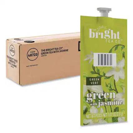 CODE 48723
THE BRIGHT TEA CO.
GREEN TEA WITH JASMINE
BEST BEFORE END
GREEN VERT
green with jasmine
NET WT/POIDS NET 0.07 OZ (2.0 g)