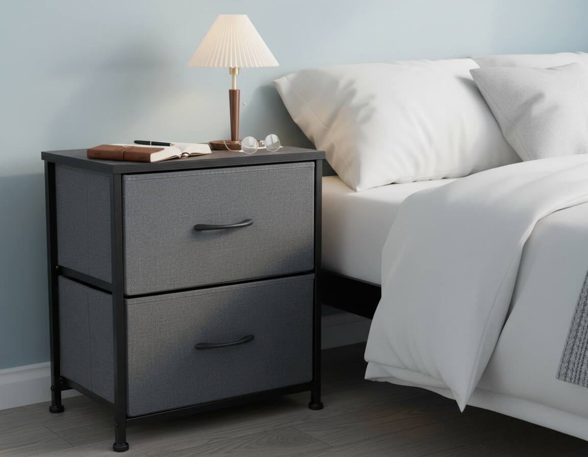 Alt View 6. AOITUN - Nightstand Set with 2 Storage Drawers, Perfect for Dorm Rooms - Gray.