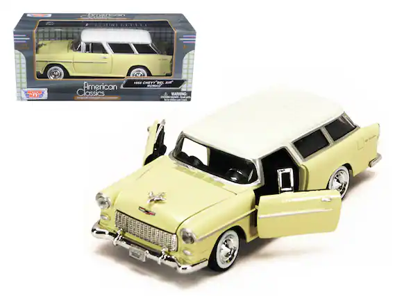 American Classics
1:84 SCALE
1955 CHEVY BEL AIR NOMAD
MOTOR MAX
WARNING: CHOKING HAZARD - Small parts. Not for children under 3 years.