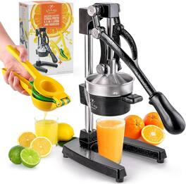 Zulay Kitchen - Cast Iron Citrus Press Juicer w/ Stainless Steel Lemon Squeezer - Black
