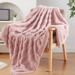 ThinkLink Electronic - Faux Blanket Ultra Soft Cozy Warm Fuzzy Fluffy Plush Reversible For Couch Sofa Bed Home Decor Gift White 6080 - Pink Twin (60" x 80")
