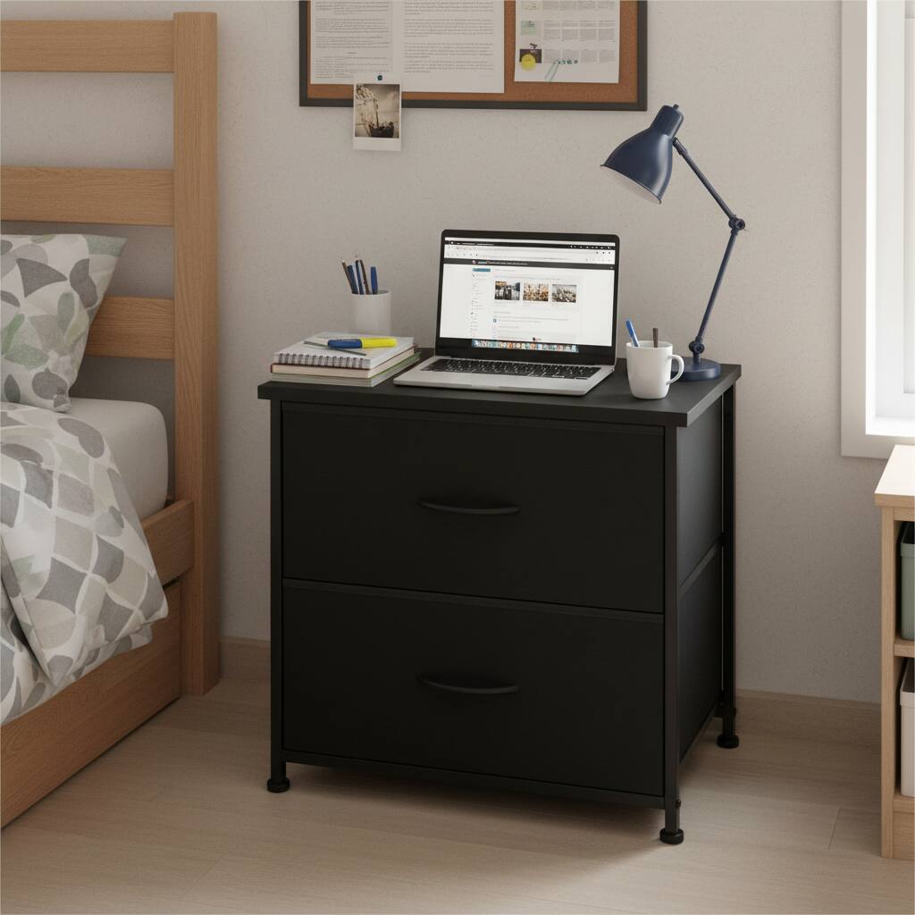 Alt View 6. AOITUN - Nightstands Set with 2 Storage Drawers - Side Table for Bedroom, Living Room, Closet, College Dorm, 20" Height, Black - black.