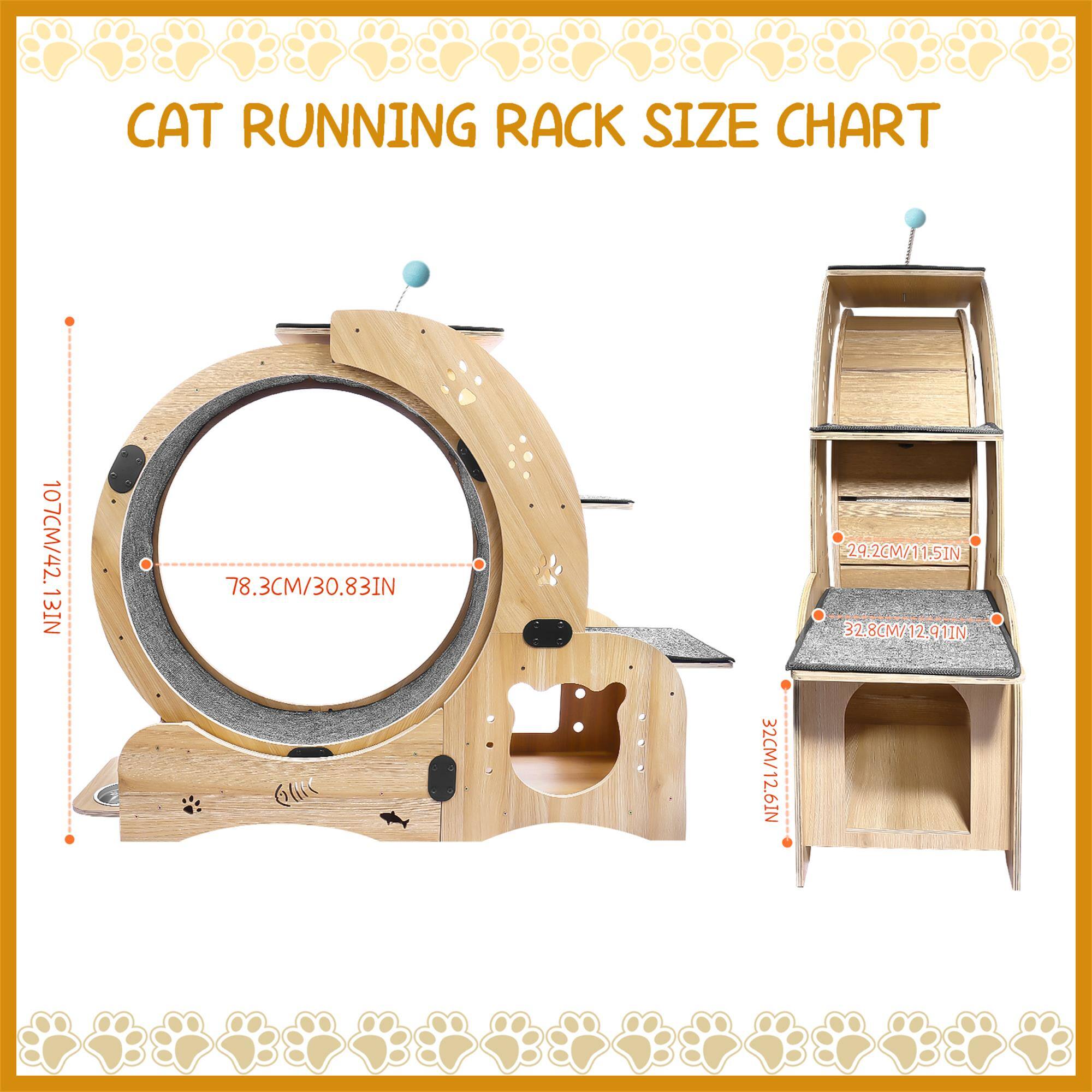 CAT RUNNING RACK SIZE CHART

- Height: 107CM / 42.13IN
- Diameter: 78.3CM / 30.83IN
- Width: 29.2CM / 11.51IN
- Depth: 32.8CM / 12.91IN
- Height of the platform: 24.2CM / 9.5IN
