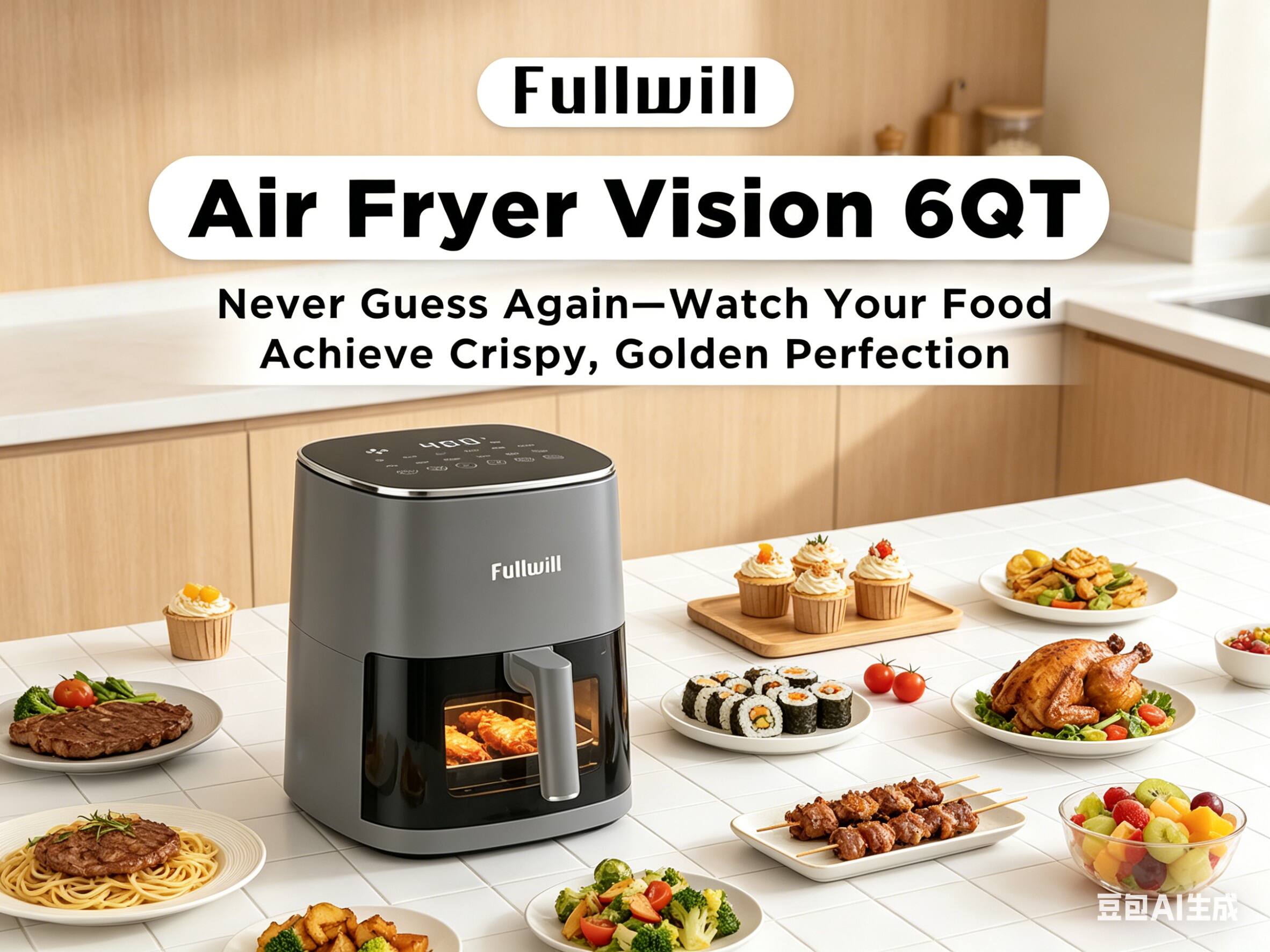 Fullwill Air Fryer Vision 6QT  
Never Guess Again—Watch Your Food Achieve Crispy, Golden Perfection
