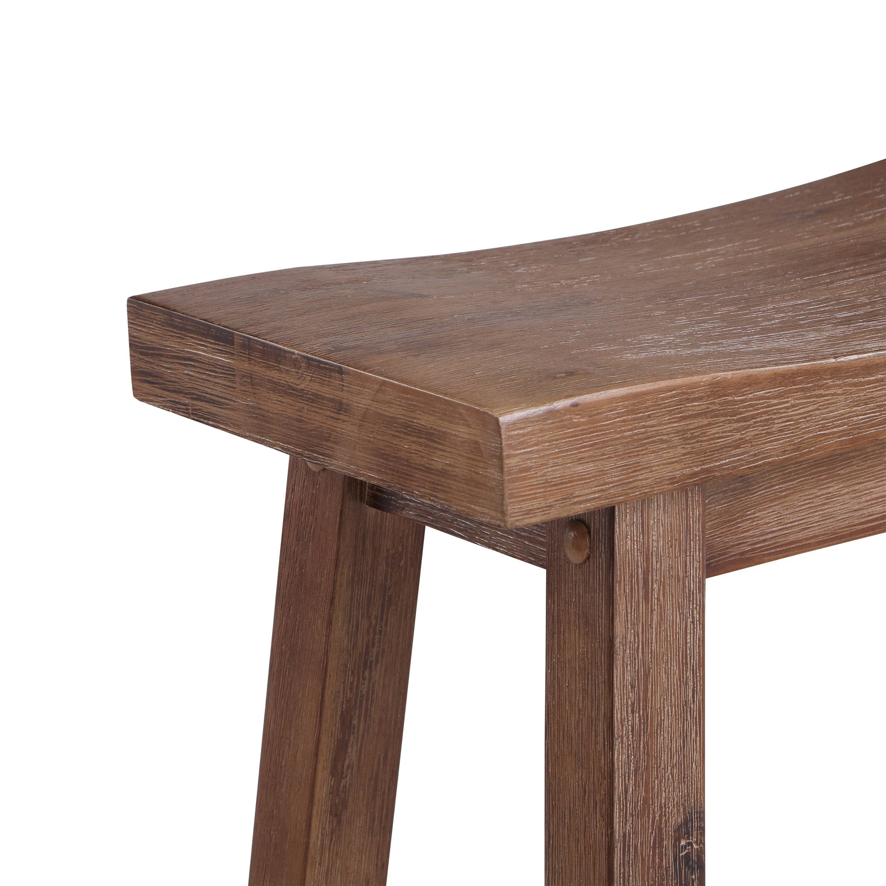 Alt View 3. Manhattan Lane - Wooden Frame Saddle Seat Counter Height Stool with Angled Legs - Brown.