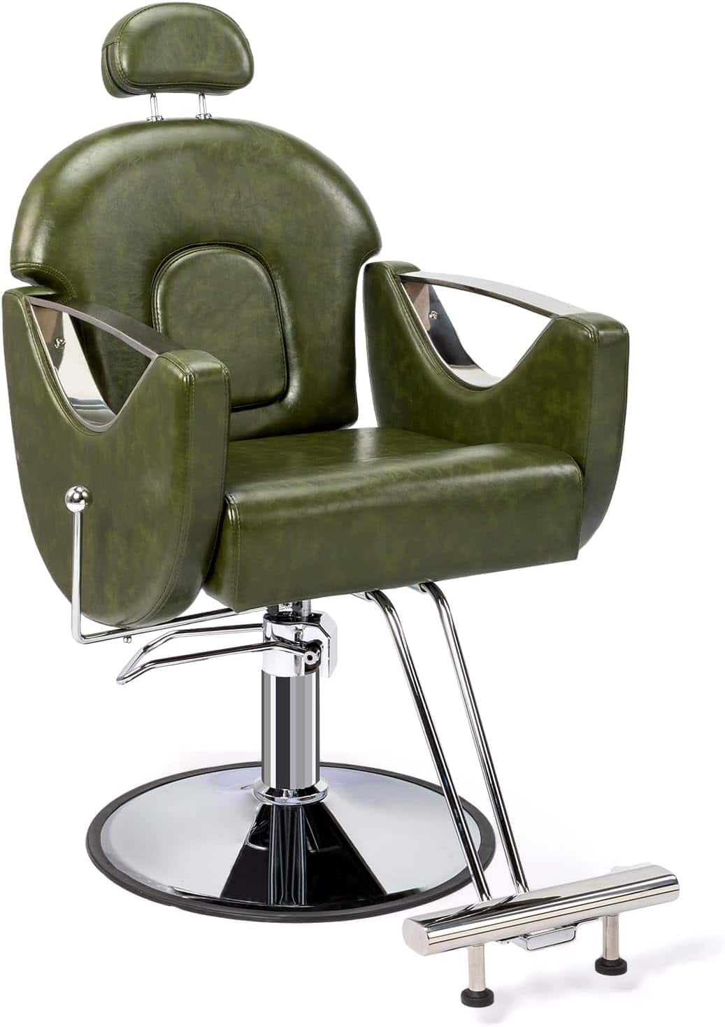 Winado - Ergonomic Reclining Barber Chair Hydraulic Beauty Hair Salon Chair with Adjustable Headrest & Foot Rest for Barbershop - Green