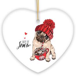 OrnamentallyYou - Cute Christmas Pug Ornament Heart Version - Multi-colored