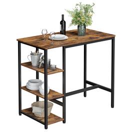 Songmics Home - Bar Table with 3 Storage Shelves and Stable Steel Structure, Computer Desk, Industrial, 23.6" W - Rustic