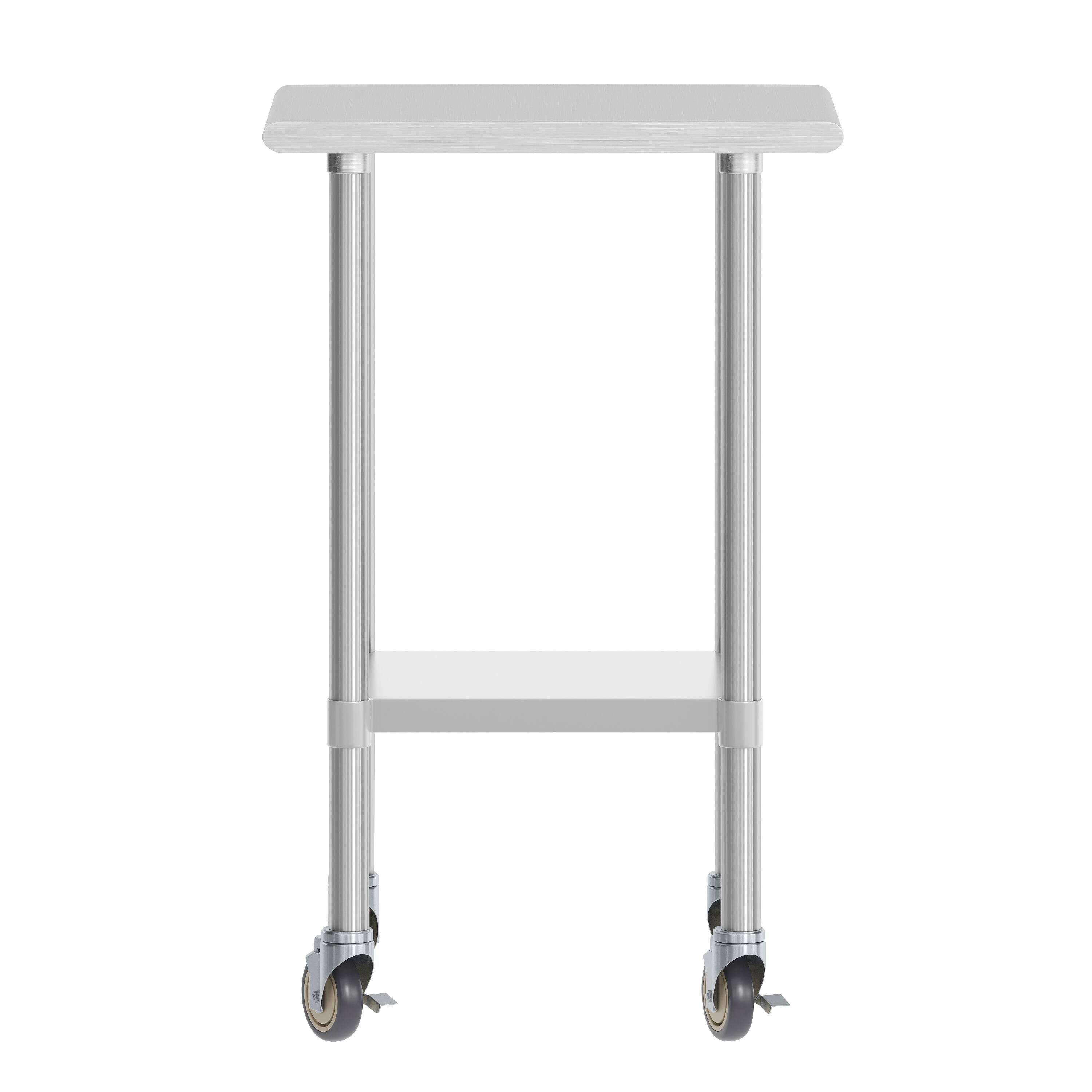Angle. Flash Furniture - Reese 24x18 Portable Prep and Work Table with NSF Certified 18 Gauge Stainless Steel Top Shelf, Galvanized Steel Undersh - Gray.
