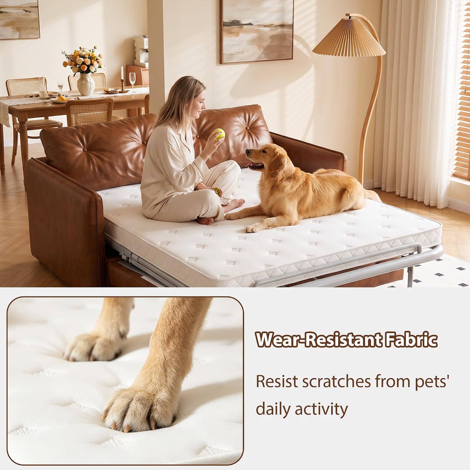 Wear-Resistant Fabric  
Resist scratches from pets' daily activity